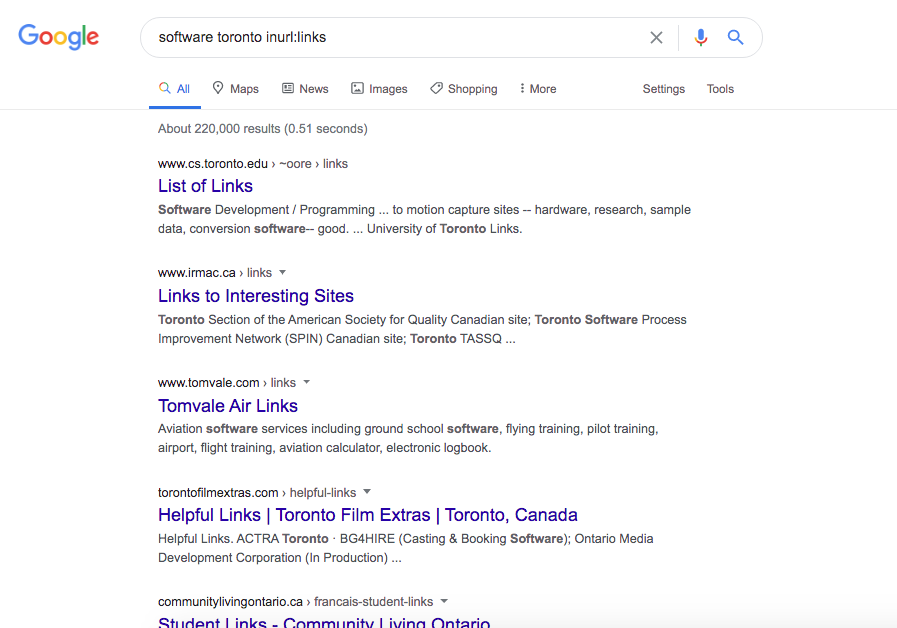 Resource page results for Toronto websites with keyword "software"