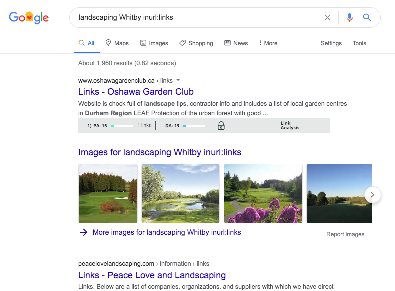 Resources page link building example of a Whitby local seo strategy