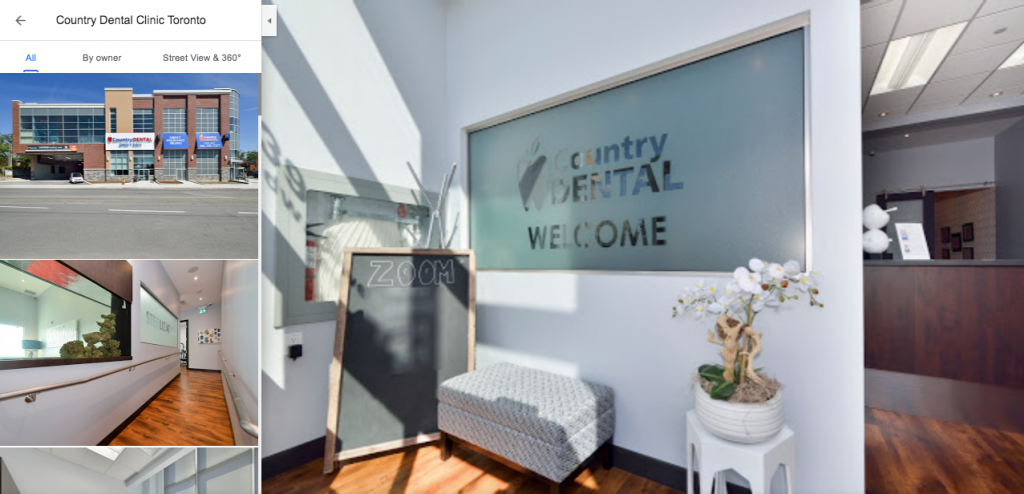 Dentist interior and exterior images uploaded to GMB for local search engine optimization