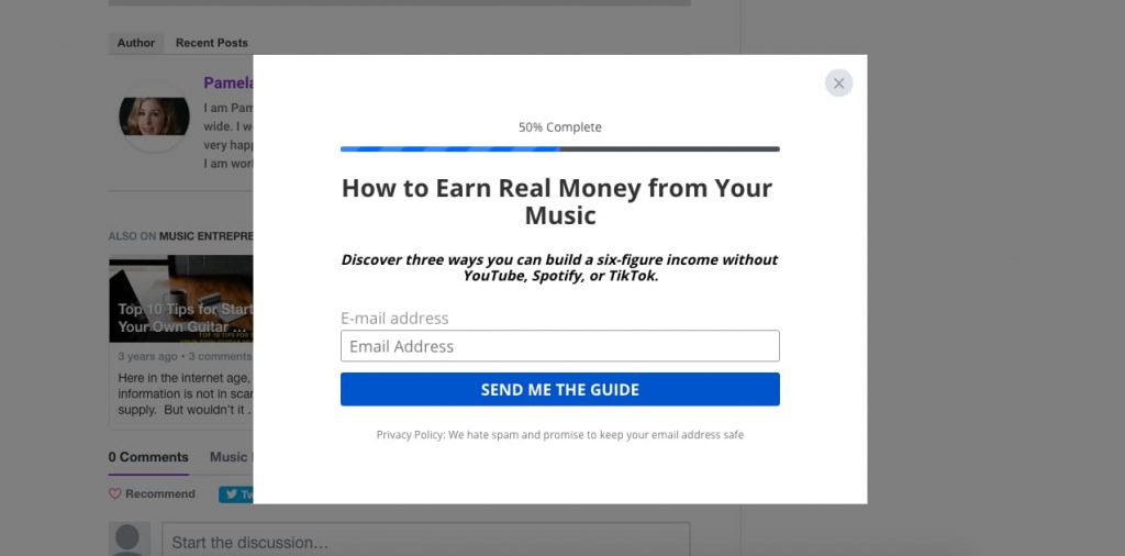 Generate more leads with your website using a pop-over opt-in box asking for an email address in exchange for a guide