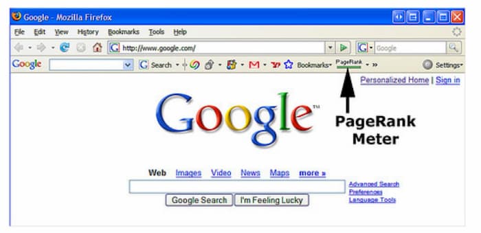 Google's old display of pagerank which is now replaced by domain authority