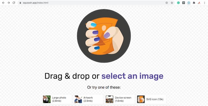 Google squoosh homepage