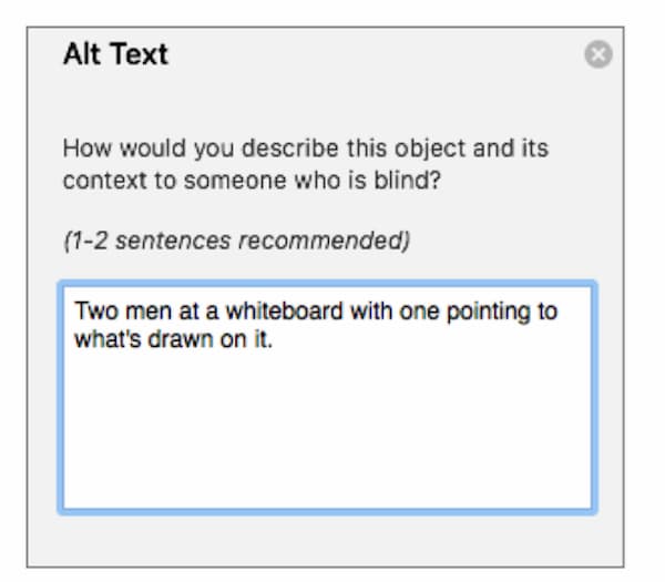 Example of alt text being used to describe and image in an email to make it accessible for the visually impaired