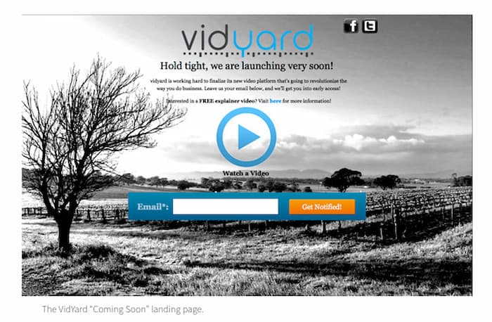 Vidyard landing page with video