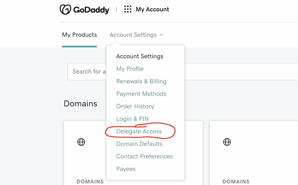 Option to delegate user access to employees when your domain is in the same account